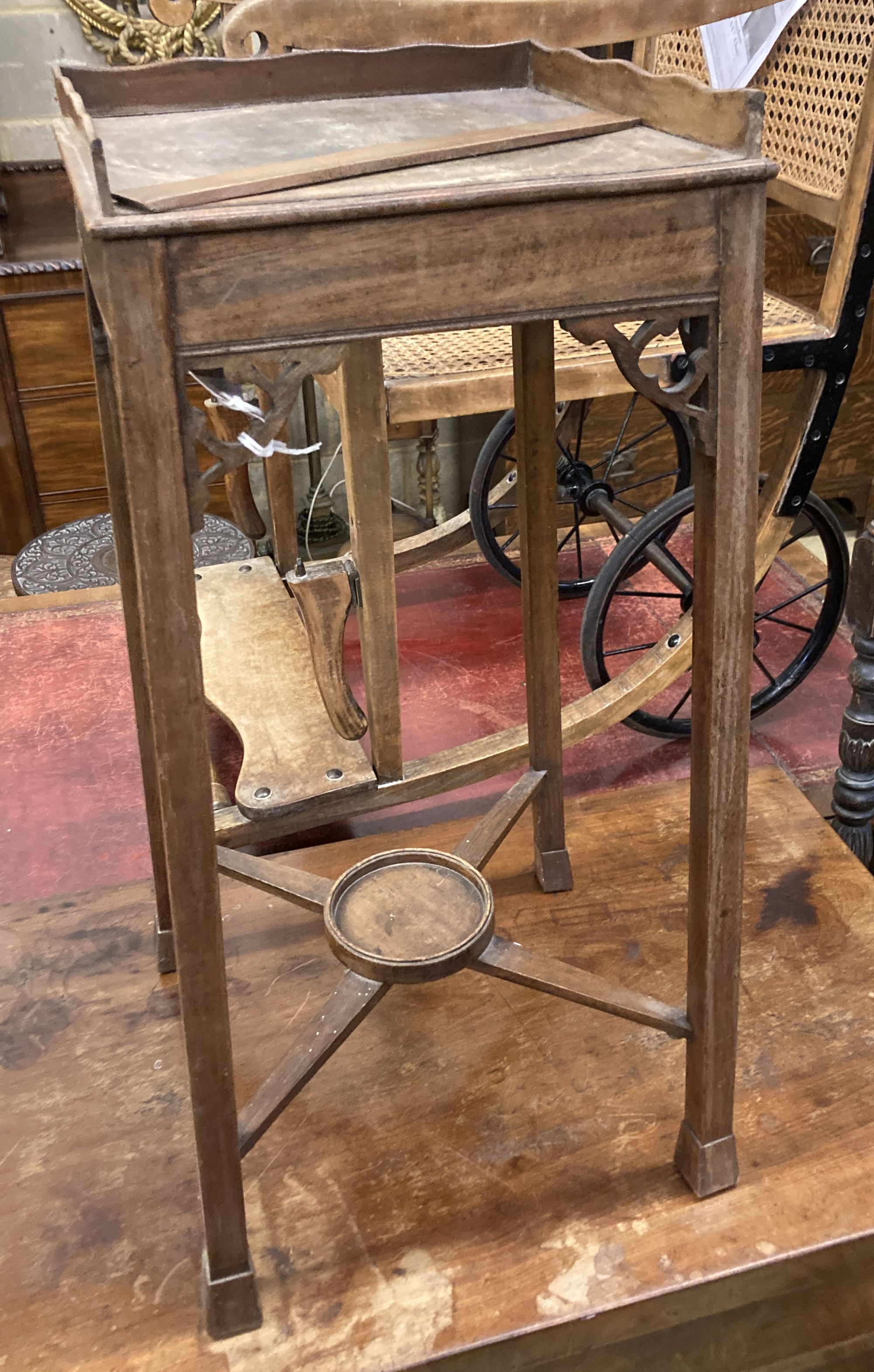 A Chippendale design square topped mahogany kettle stand, width 34cm, depth 34cm, height 65cm